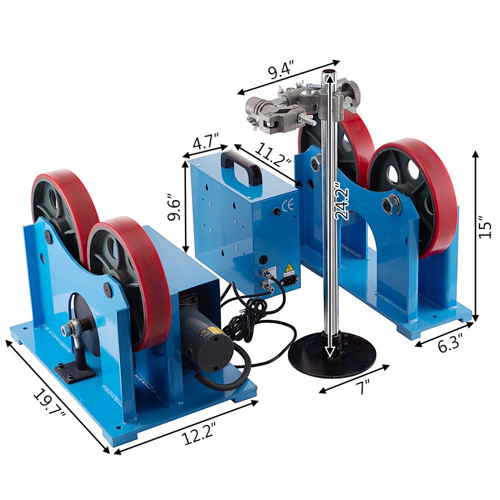VEVOR Placa Giratoria de Soldadura, CA 220 V 50 Hz 1.000 kg Posicionador Rotativo de Soldadura, 0 - 2.000 r/min Rango de Diámetro 20 - 700 mm Posicionador de Mesa Giratoria para Tubos de Soldadura
