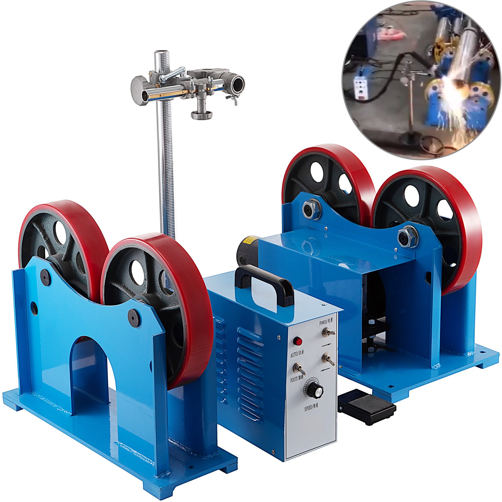 VEVOR Placa Giratoria de Soldadura, CA 220 V 50 Hz 1.000 kg Posicionador Rotativo de Soldadura, 0 - 2.000 r/min Rango de Diámetro 20 - 700 mm Posicionador de Mesa Giratoria para Tubos de Soldadura