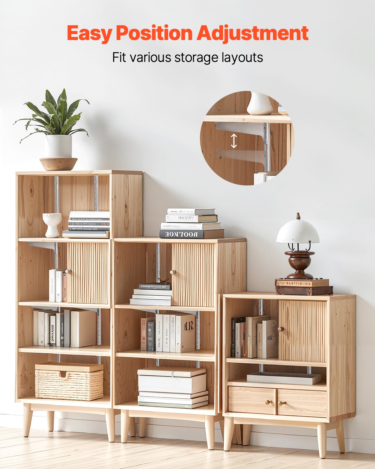 VEVOR 10 PCS Riel Vertical para Estante 990 x 17,6 x 10,5 mm, Soportes Ajustables de Acero Inoxidable con 40 Tornillos Ideales para Estanterías de Pared, Armarios y Organización, Plata Brillante