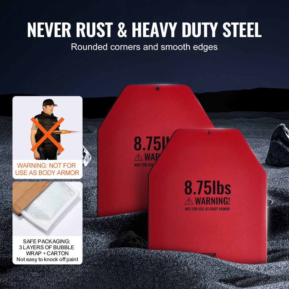 VEVOR Placas de Peso para Chalecos, 2 Placas de 4 kg, Acero Primera Calidad, Ajuste Ergonómico Contorneado, Peso Adicional, para Entrenamiento de Fuerza, Carrera, Fitness, 295 x 248 x 8 mm, Rojo