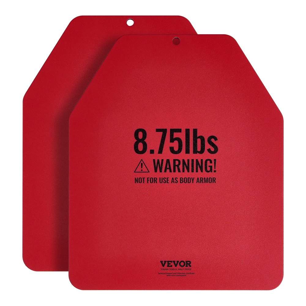 VEVOR Placas de Peso para Chalecos, 2 Placas de 4 kg, Acero Primera Calidad, Ajuste Ergonómico Contorneado, Peso Adicional, para Entrenamiento de Fuerza, Carrera, Fitness, 295 x 248 x 8 mm, Rojo