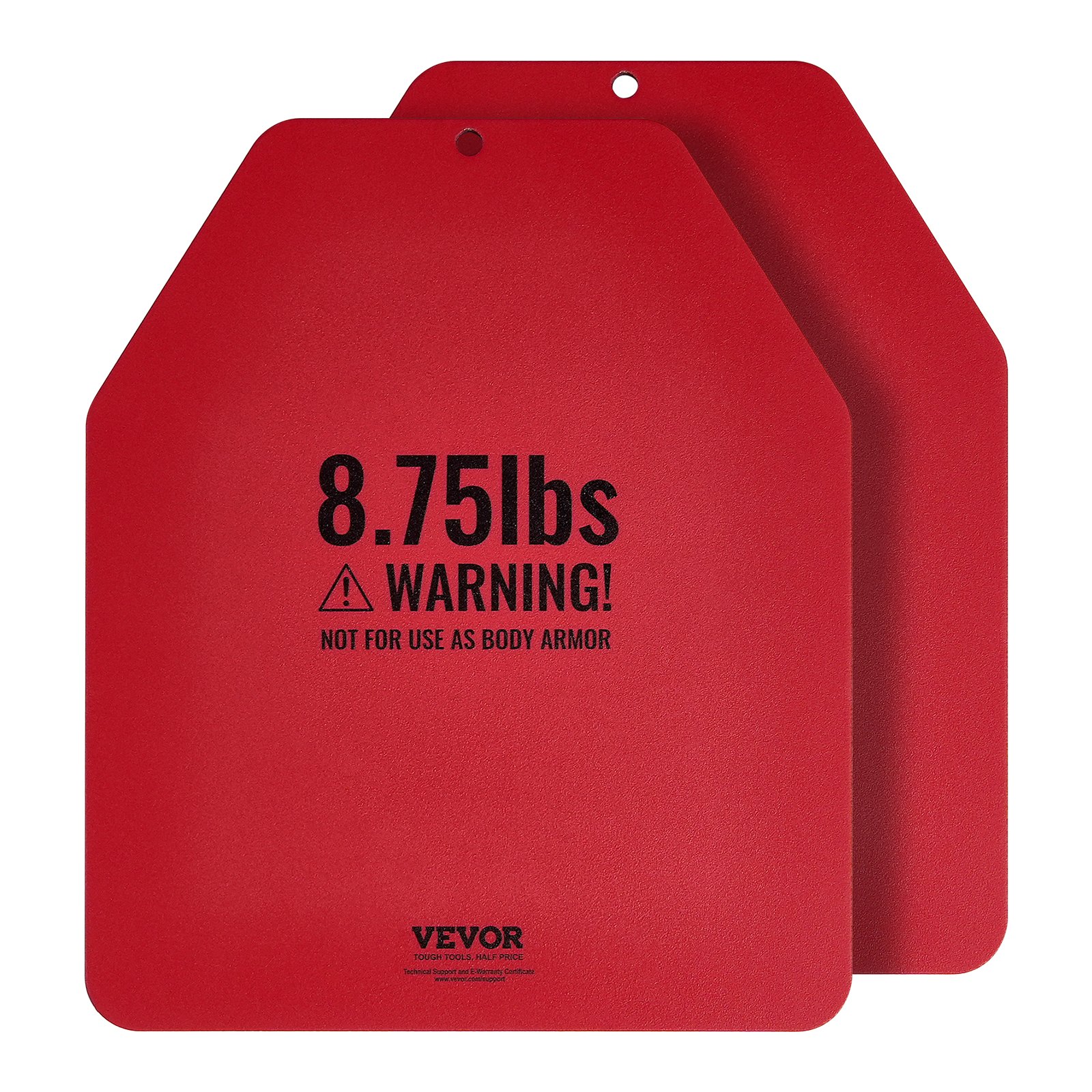 VEVOR Placas de Peso para Chalecos, 2 Placas de 4 kg, Acero Primera Calidad, Ajuste Ergonómico Contorneado, Peso Adicional, para Entrenamiento de Fuerza, Carrera, Fitness, 295 x 248 x 8 mm, Rojo