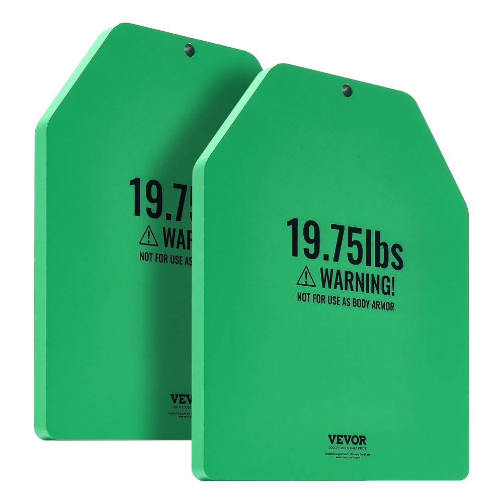 VEVOR Placas de Peso para Chalecos, 2 Placas de 9 kg, Acero Primera Calidad, Ajuste Ergonómico Contorneado, Peso Adicional, para Entrenamiento de Fuerza, Carrera, Fitness, 250 x 310 x 16 mm, Verde