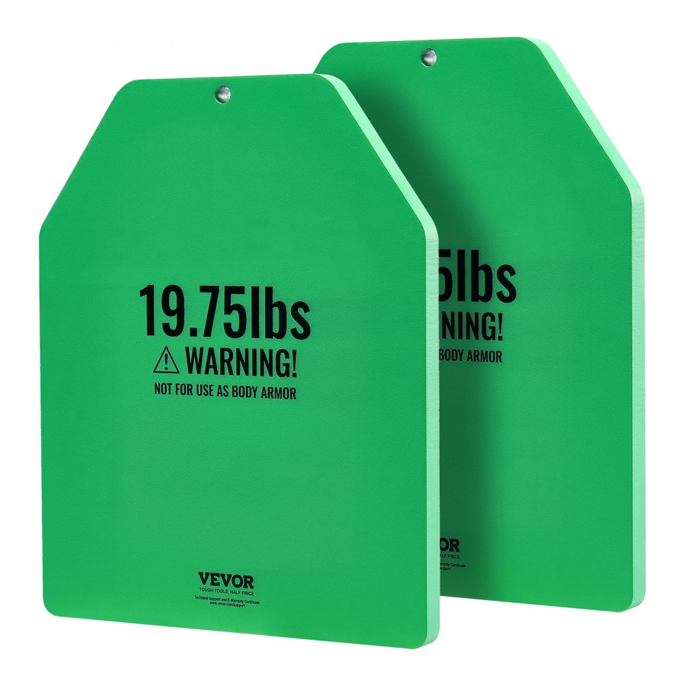 VEVOR Placas de Peso para Chalecos, 2 Placas de 9 kg, Acero Primera Calidad, Ajuste Ergonómico Contorneado, Peso Adicional, para Entrenamiento de Fuerza, Carrera, Fitness, 250 x 310 x 16 mm, Verde