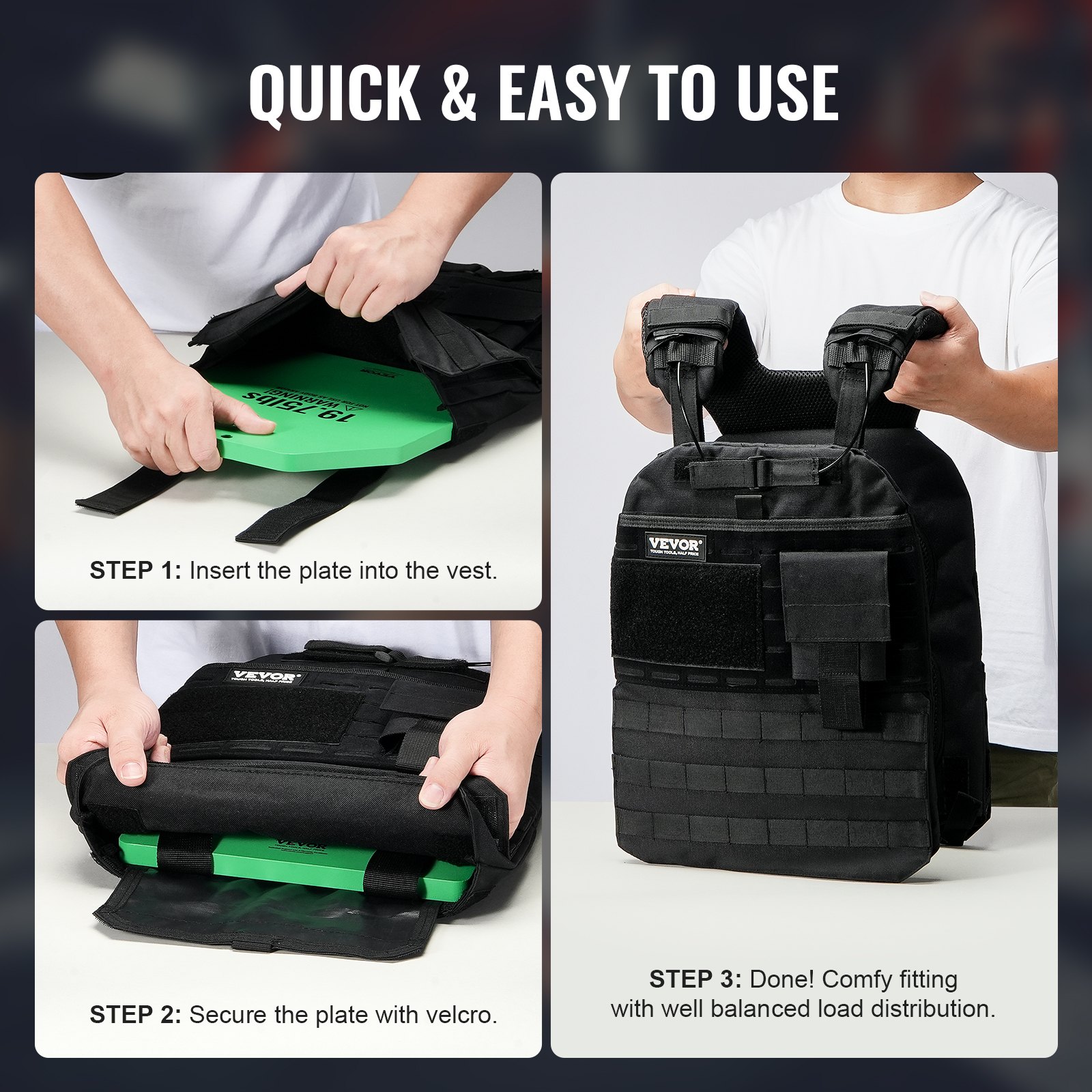 VEVOR Placas de Peso para Chalecos, 2 Placas de 9 kg, Acero Primera Calidad, Ajuste Ergonómico Contorneado, Peso Adicional, para Entrenamiento de Fuerza, Carrera, Fitness, 250 x 310 x 16 mm, Verde