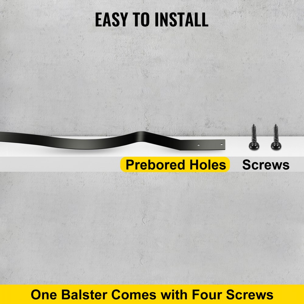 Vevor Balaustre Curvo De Aluminio 51 Pcs Deck Balusters 82 X 2,5 Cm Negro