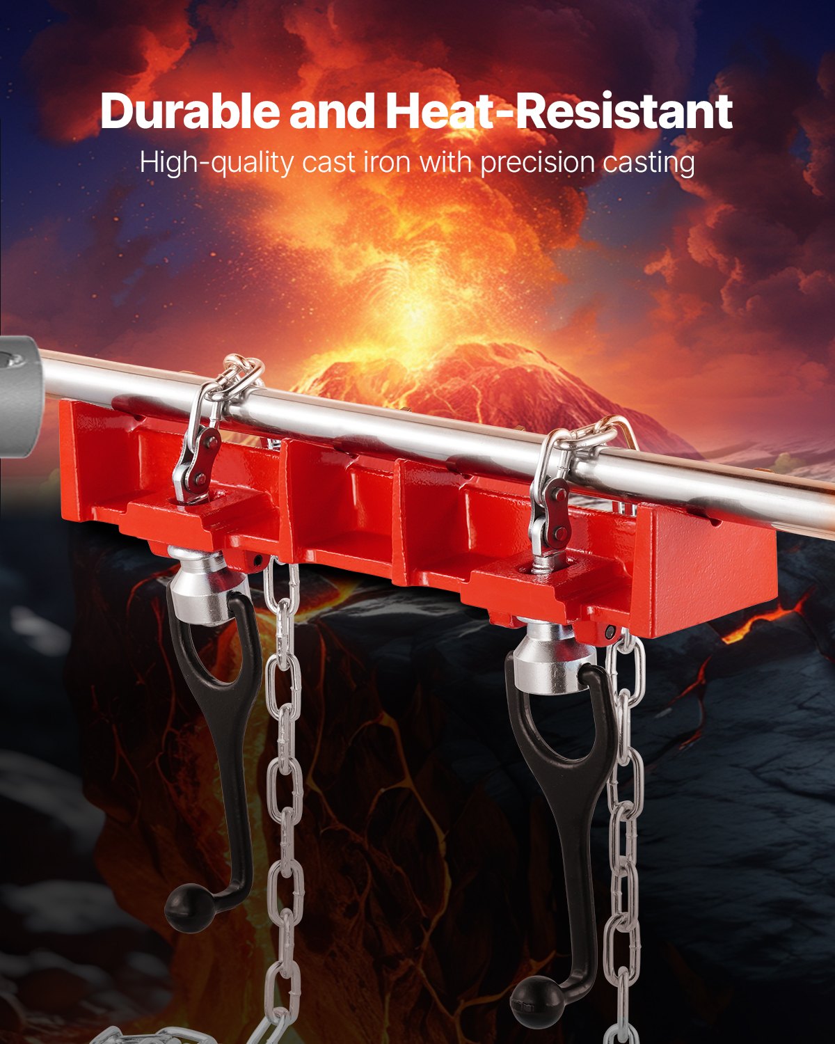 VEVOR Tornillo de Banco para Soldar Tuberías de Hierro Fundido de Alta Resistencia, Abrazadera para Soldar Tuberías de 1,27 a 20,32 cm con Cadenas Dobles y Manivelas, para Una Variedad de Tuberías