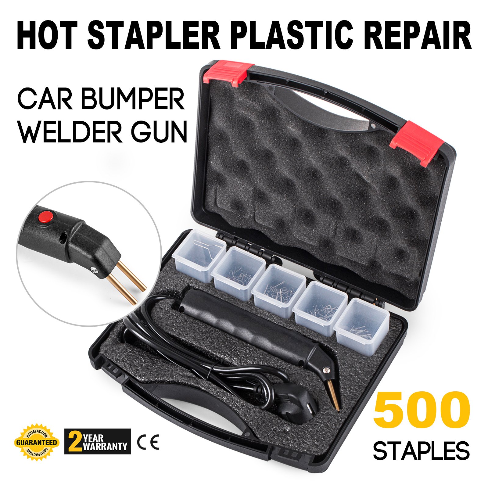 Reparación Plástico Grapadora Soldador Parachoques Coche Caliente Led 205 Grapas