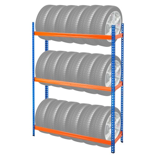 VEVOR Estante de Almacenamiento de Neumáticos, Soporte para Neumáticos de 3 Estantes con Capacidad para 18 Neumáticos Estándar, con Espacio Ajustable para Taller de Garaje, 1500 x 450 x 1980 mm