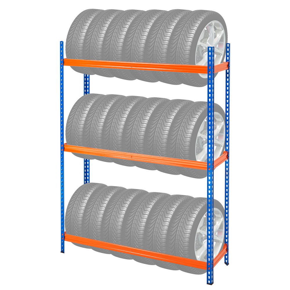 VEVOR Estante de Almacenamiento Neumáticos con 3 Estantes 1500 x 450 x 1980 mm