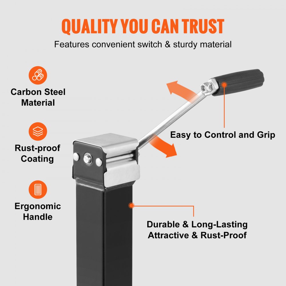 VEVOR Gato para Remolque Soporte para Gato para Remolque de Soldadura Carga 3629kg con Manivela para Levantar Remolques de Autocaravanas, Remolques de Caballos, Remolques Utilitarios, Remolque de Yate