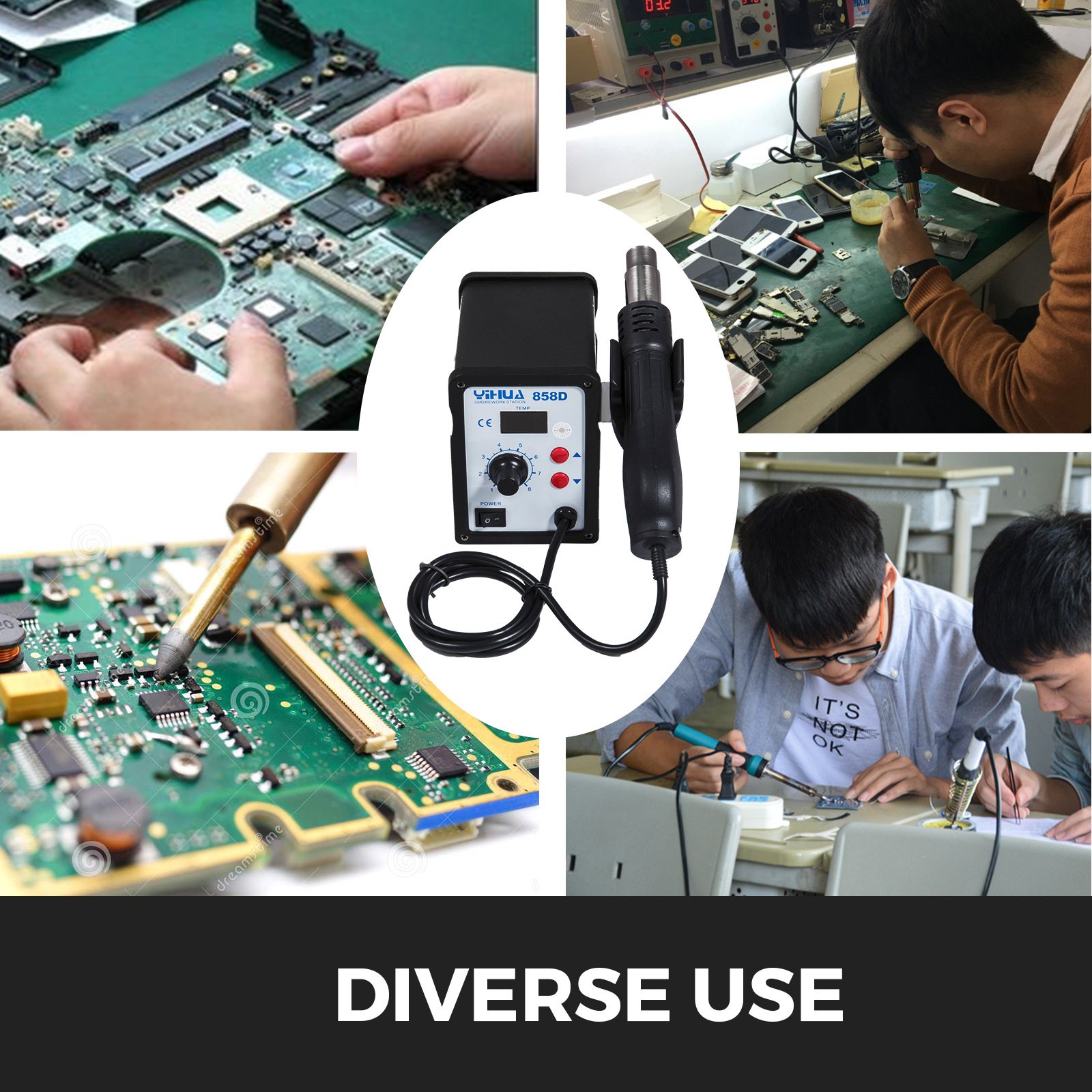 858d Estación De Soldadura Con Pistola De Aire Caliente 120 L/min 700w Soldador