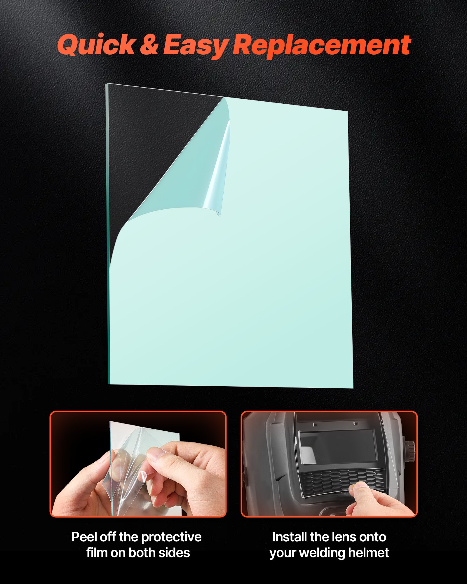 VEVOR Welding Helmet Outer Cover Lens, 121 x 118mm 20PCS Outside Replacement Lens, Filter Protective Clear Covers Compatible with VEVOR CRIUS/METIS Series Auto Darkening Welding Helmets