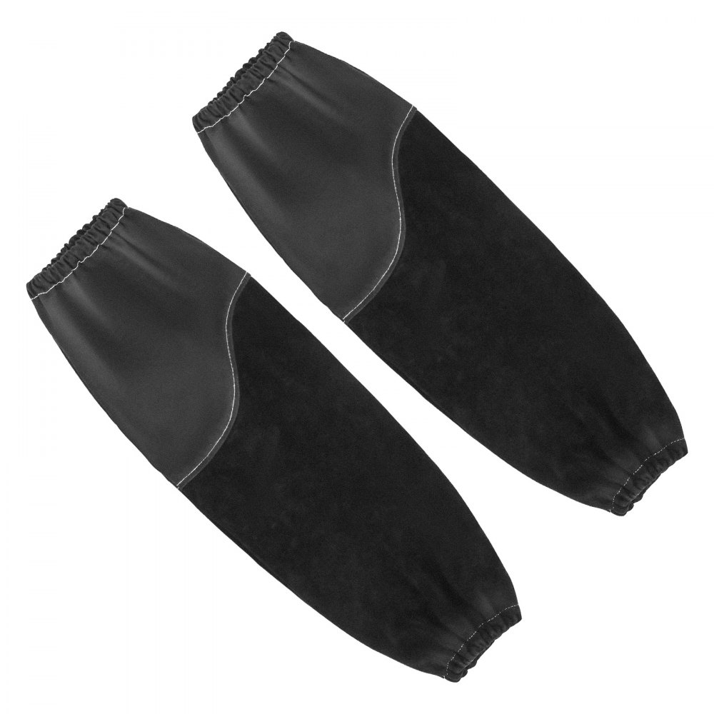 VEVOR Flame Resistant Welding Work Sleeves, Heavy Duty Cowhide Leather & FR Cotton Arm Protection Sleeves for Men Women - with Elastic Cuffs for Welding, Blacksmithing, Woodworking