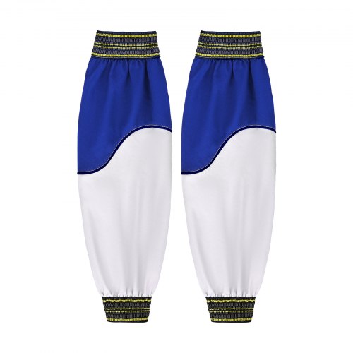 VEVOR Mangas de Soldadura Resistentes al Fuego, de Piel de Oveja Resistente y Algodón Ignífugo, Unisex, con Puños Elásticos para Soldadura, Carpintería y Herrería, 558 x 95 x 1 mm, Azul y Blanco