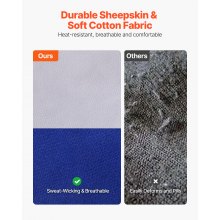 VEVOR Mangas de Soldadura Piel de Oveja Resistente Algodón Ignífugo Azul Blanco
