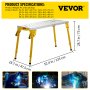VEVOR Mesa de soldadura Plegable 46" x 18" Banco de Trabajo Portátil de Acero con Capacidad de Peso de 1000 lbs 4 Mesas de Trabajo de Altura Ajustable con Patas Plegables, Asa de Transporte y 2 Ruedas