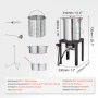 VEVOR Freidora de Pavo Juego de Vaporizador de Pavo 30 cuartos Pescado 10 cuartos Olla para Freír de Aluminio para Exterior Hervidor de Gas Propano con Quemador 54.000 BTU con Cestas Rejilla Perforada