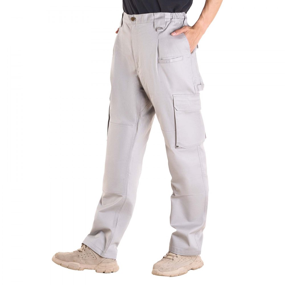 VEVOR FR Pants for Men, 100% Cotton, Flame-Resistant Cargo Pants with Multi-Pockets and Elastic Waist, Reinforced Tear-proof Stitching, Ideal for Welding Work and Casual Wear, L Size, Gray