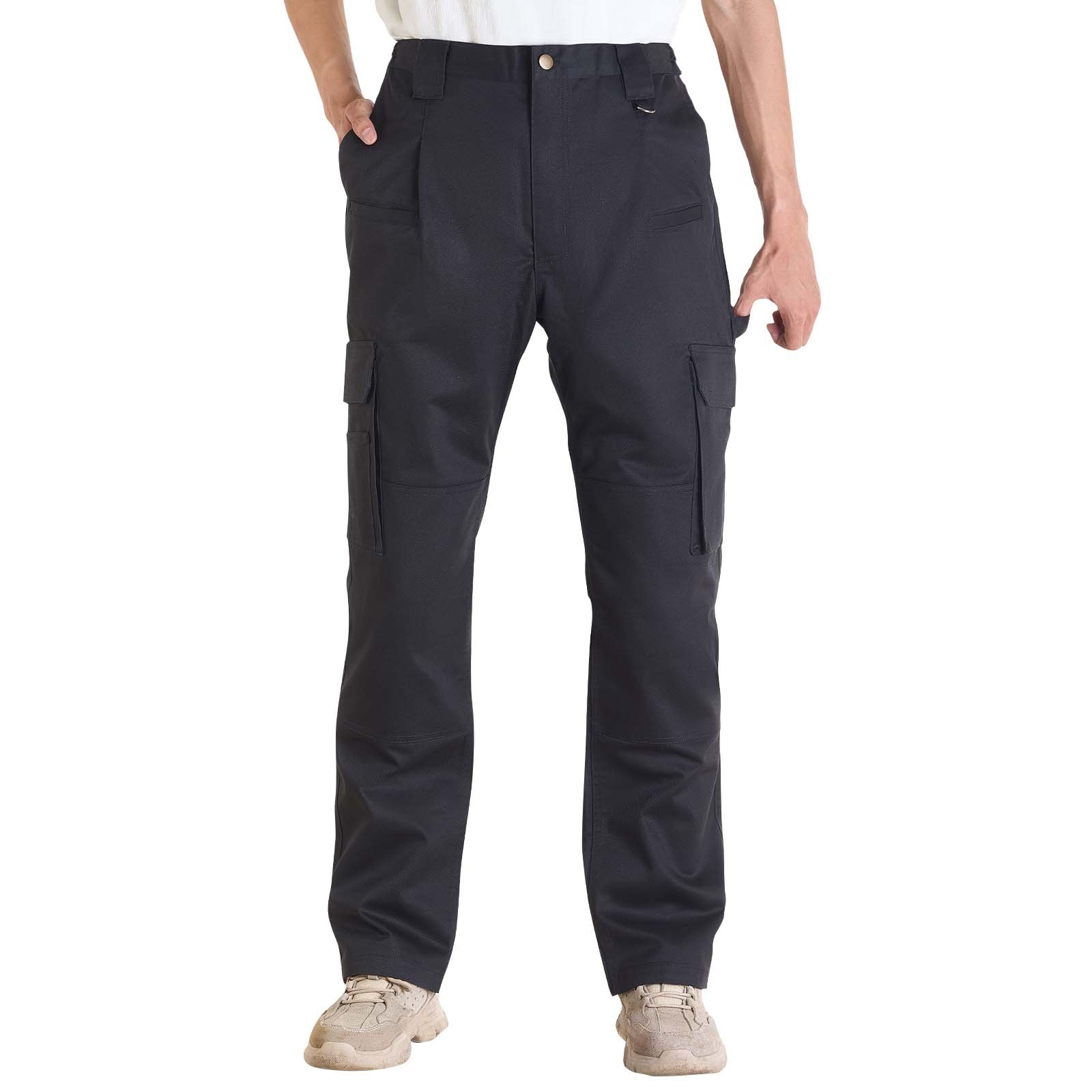 VEVOR Pantalones Resistentes al Fuego, Hombre, 100 % Algodón, con Múltiples Bolsillos y Cintura Elástica, Costuras Reforzadas Antidesgarro, a Trabajos de Soldadura y Ropa Informal, Talla M, Negro
