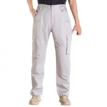 VEVOR Pantalones Resistentes al Fuego, Hombre, 100 % Algodón, con Múltiples Bolsillos y Cintura Elástica, Costuras Reforzadas Antidesgarro, a Trabajos de Soldadura y Ropa Informal, Talla XL, Gris
