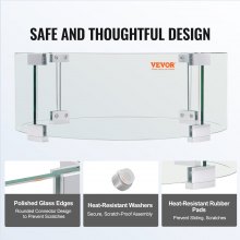 VEVOR Protector contra el viento para brasero, 435x170 mm Pantalla contra el viento de vidrio templado para brasero Pantalla protectora redonda Protector de llama transparente Espesor 6 mm