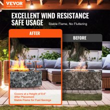 VEVOR Protector contra el viento para brasero, 740x214 mm Pantalla contra el viento de vidrio templado Pantalla protectora redonda Protector de llama transparente a prueba de viento Espesor 6 mm