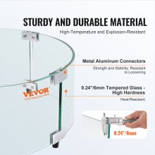VEVOR Protector contra el viento para brasero, 740x214 mm Pantalla contra el viento de vidrio templado Pantalla protectora redonda Protector de llama transparente a prueba de viento Espesor 6 mm