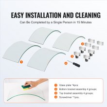 VEVOR Protector contra el viento para brasero, 740x214 mm Pantalla contra el viento de vidrio templado Pantalla protectora redonda Protector de llama transparente a prueba de viento Espesor 6 mm