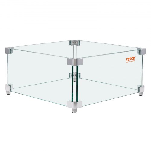 VEVOR Protector contra el viento para brasero de gas, 380x380x180 mm Pantalla contra el viento de vidrio templado para brasero Pantalla protectora cuadrada Protector contra llamas a prueba de viento