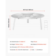VEVOR Deflector de Calor para Fogón Acero Inoxidable φ 685 x 254 mm Plata