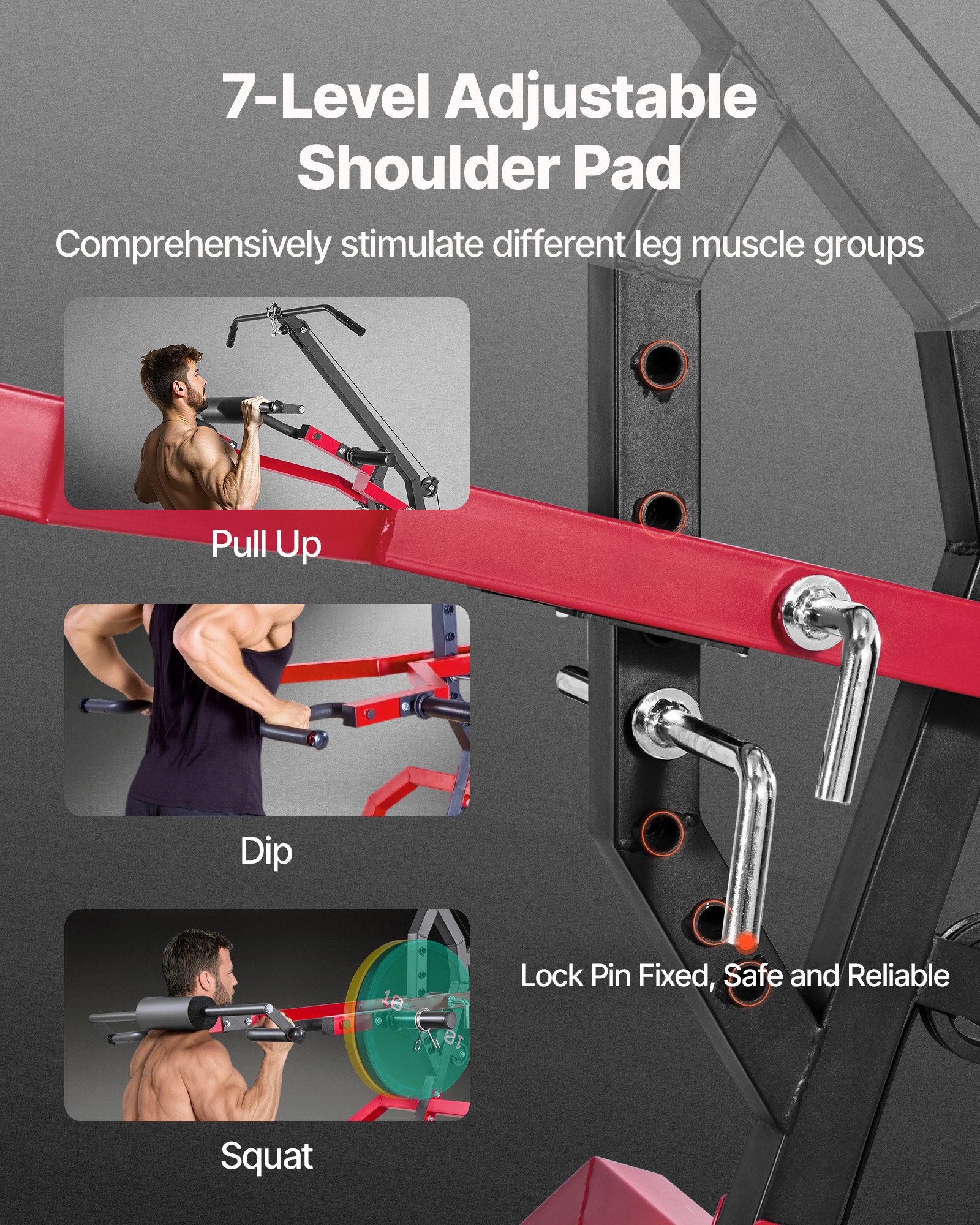 VEVOR Equipo de Gimnasio en Casa a Sentadillas, Estación de Potencia con Palanca y Sistema LAT, Polea Baja con Relación 2:1, a Curl de Bíceps y Entrenamiento Cuerpo Completo, 1360 x 640 x 220 mm