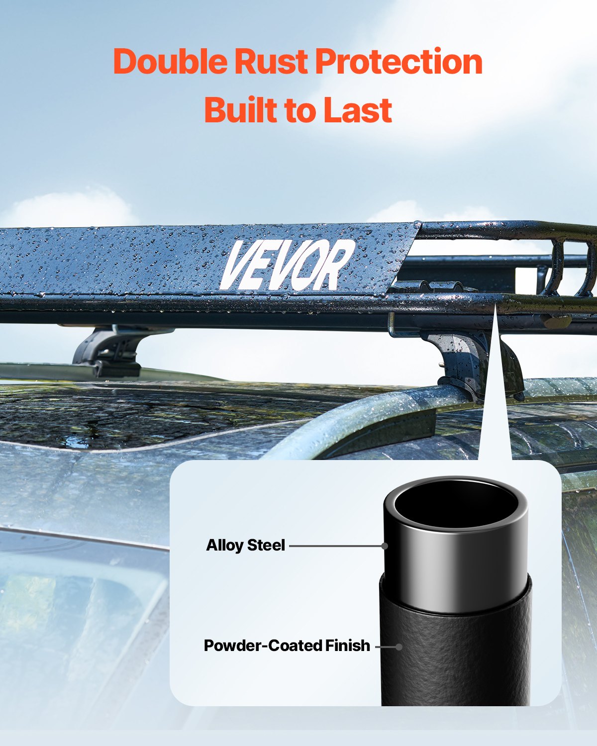 VEVOR Roof Rack Basket (1095 x 1270 x 105 mm) Universal Roof Rack Made of Stainless Alloy Steel with 68 kg Max. Load Capacity, Car Roof Rack for SUVs and Trucks