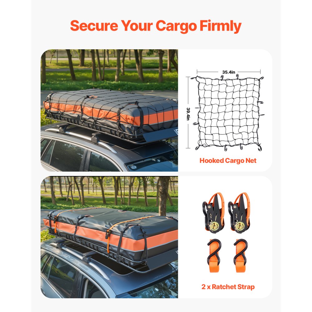 VEVOR Cesta para Portaequipajes de Techo 212x99x10,5 cm Portaequipajes Universal para Techo con Bolsa de Carga 20x10x26 cm Carga Máxima de 113,4 kg Soporte de Equipajes para SUV, Camión, Coche