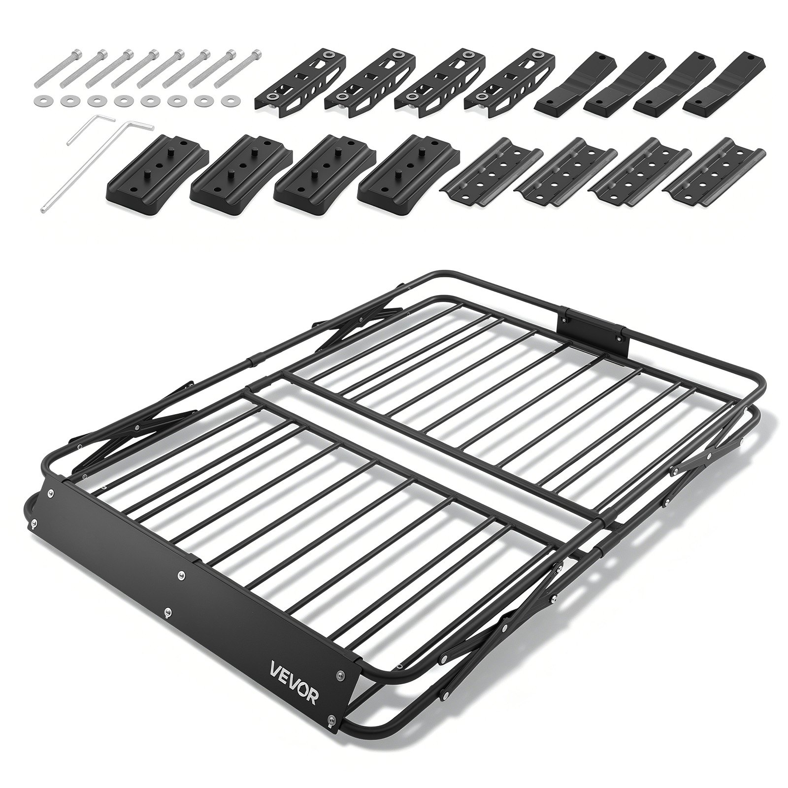 VEVOR Portaequipajes para Techo 116,8 x 91,4 x 10,2 cm Plegable, Cesta de Techo para Coche Carga de 90,72 kg, Portaequipajes de Coche para Todo Tipo de Clima, Cesta de Equipaje para SUV, Camioneta