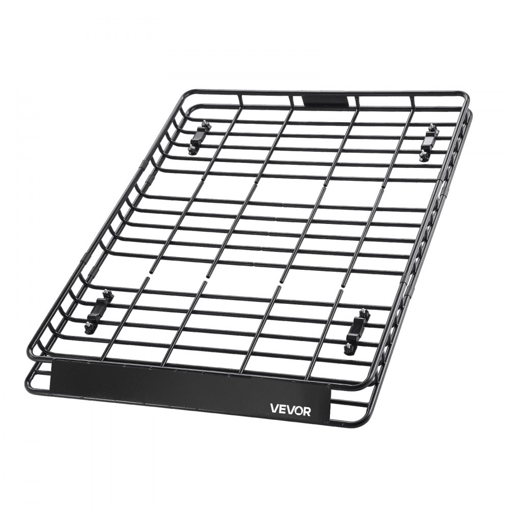 VEVOR Cesta Portaequipajes para Techo 163 x 127 x 10,5 cm Universal, de Acero Aleado Antioxidante, Carga Máxima de 68,0 kg, con Dos Redes de Carga de 90 x 100 cm, para SUV, Camioneta y Coche, Negro