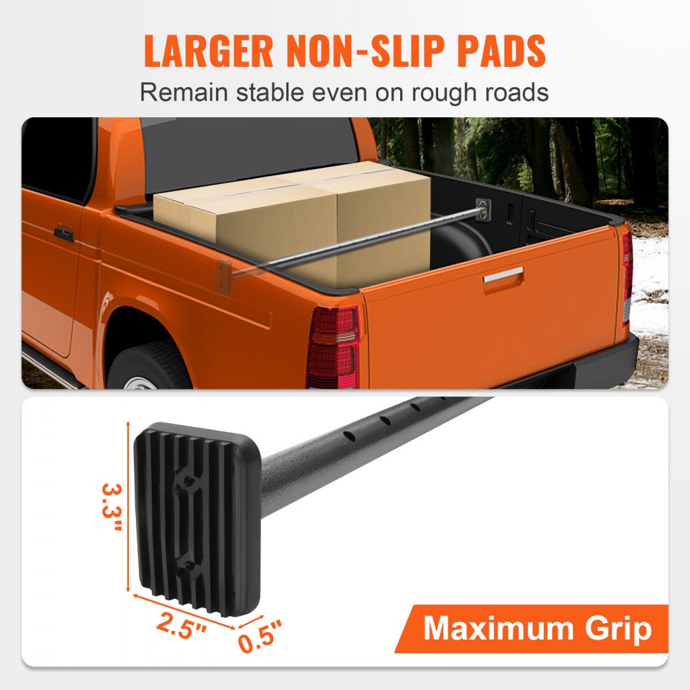 VEVOR Barra de Carga de Camión Parada Deslizante Ajustable 1016-1854 mm, Barra Estabilizadora de Carga de Acero Resistente con Capacidad 100 kg, para Camioneta, SUV, Minitruck, 995 x 85 x 60 mm