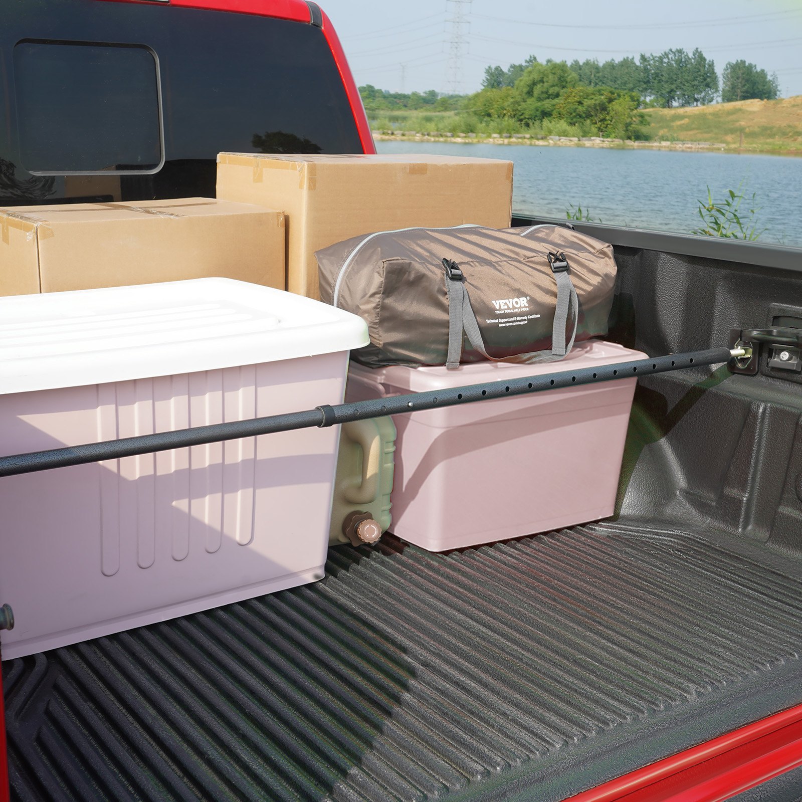 VEVOR Barra de Carga de Camión Parada Deslizante Ajustable 1016-1854 mm, Barra Estabilizadora de Carga de Acero Resistente con Capacidad 100 kg, para Camioneta, SUV, Minitruck, 995 x 85 x 60 mm