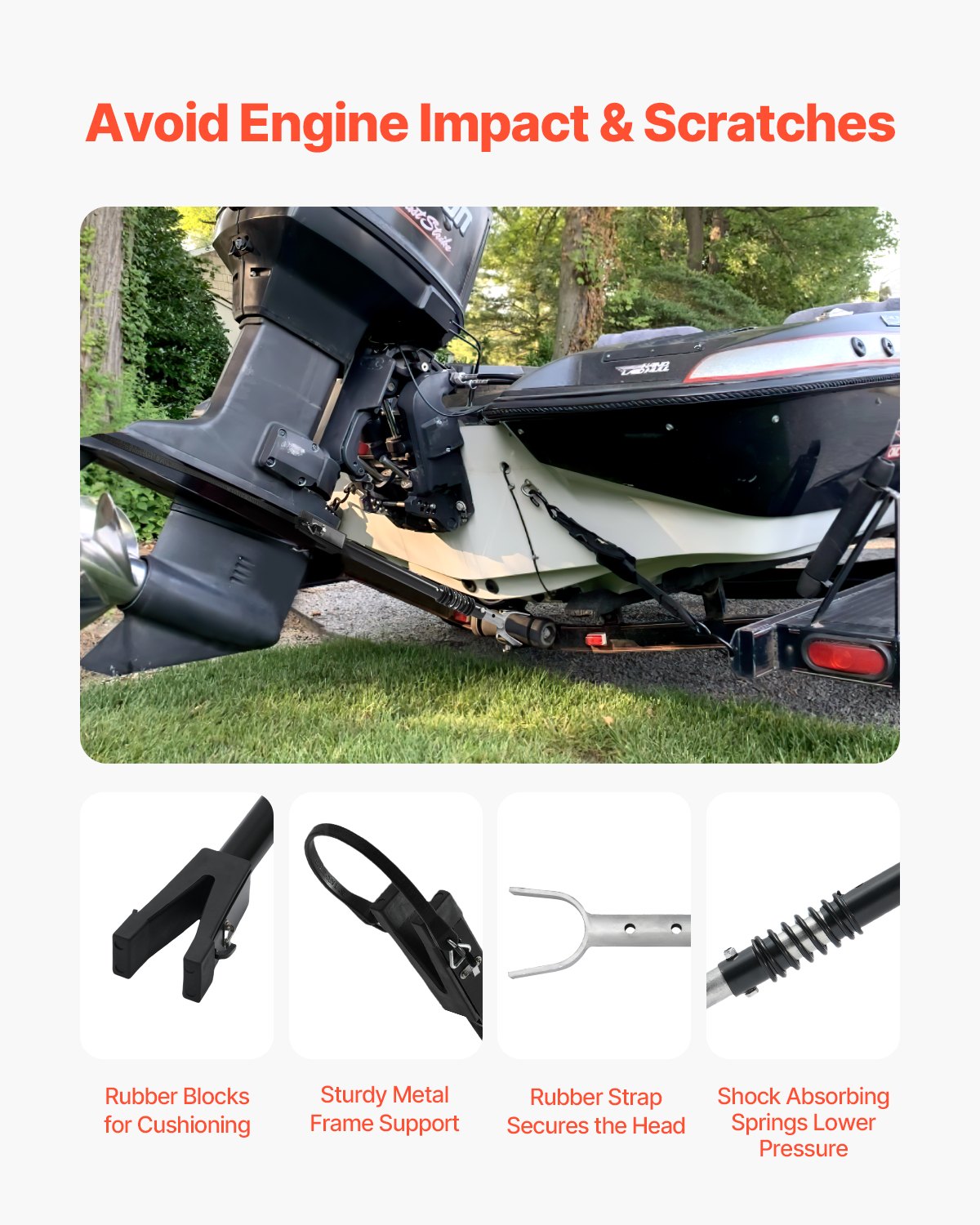 VEVOR Protector de Espejo de Popa(505-779,7 mm), Resistente a la Corrosión para Motores Fueraborda de Menos de 150 HP, para Motores Fueraborda de Embarcaciones de Remolque, 970 x 95 x 95 mm, Plata