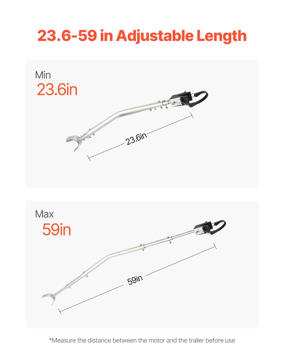VEVOR Adjustable Transom Saver (600-1498.6 mm) with Composite Head, Corrosion-Resistant Transom Protector for Outboard Motors under 150 HP, for Trailers and Boats