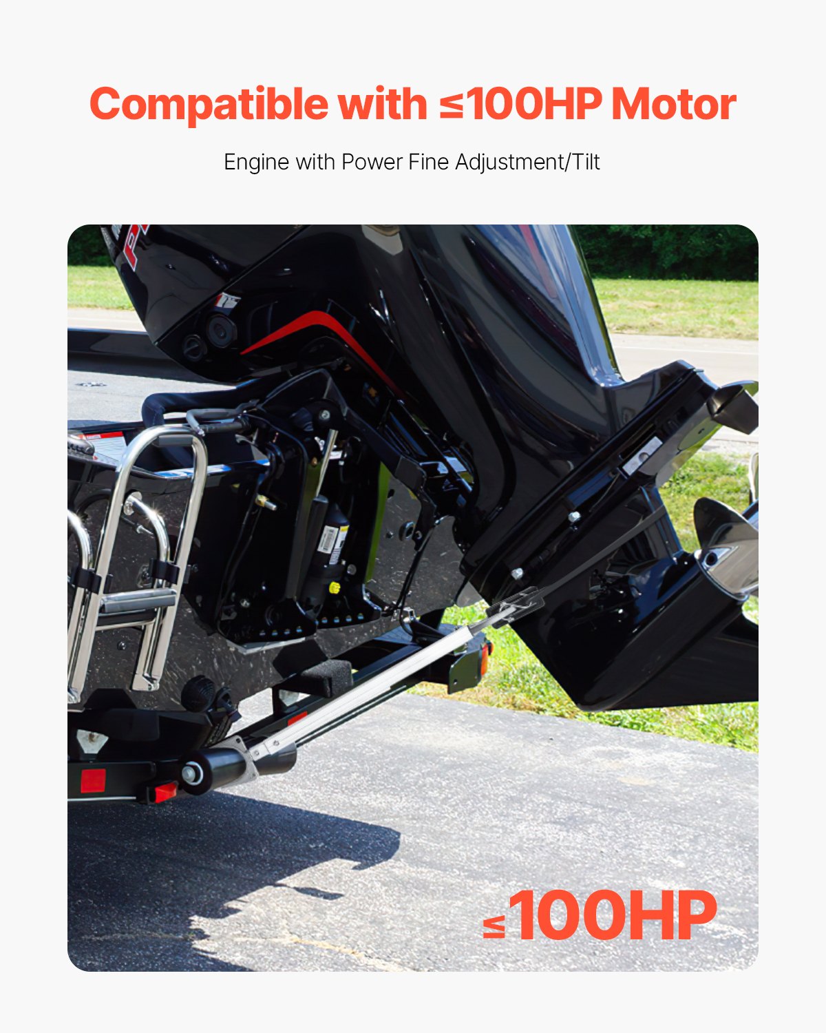 VEVOR Protector de Espejo de Popa Ajustable(609,6-914,4 mm), Resistente a la Corrosión para Motores Fueraborda de Menos de 100 HP, para Motores Fueraborda de Barco de Remolque, 1062 x 105 x 95 mm
