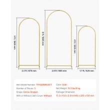 VEVOR 3 PCS Soporte de Fondo para Arco de Boda de 1805/1500/1205 mm, Dorado