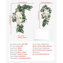 VEVOR Kit de Arco de Flores Artificiales para Bodas Rosa Peonía Blanco 3 uds