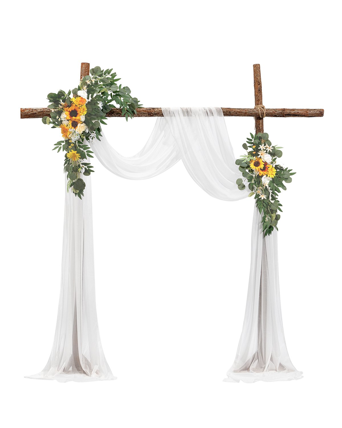 VEVOR Kit de Arco de Flores Artificiales Amarillas para Bodas con Cortinas, 2 Arreglos Florales, 1 Pieza de Cortinas Transparentes, para Decoración de Ramos de Ceremonia, Recepción y Telón de Fondo