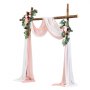 VEVOR Flower Set for Wedding Arch, Pink Flower Set for Wedding Arch with Curtains (Set of 4) – 2 Flower Arrangements, 2 Sheer Curtains, for Ceremony Bouquets, Reception Backdrop Decoration