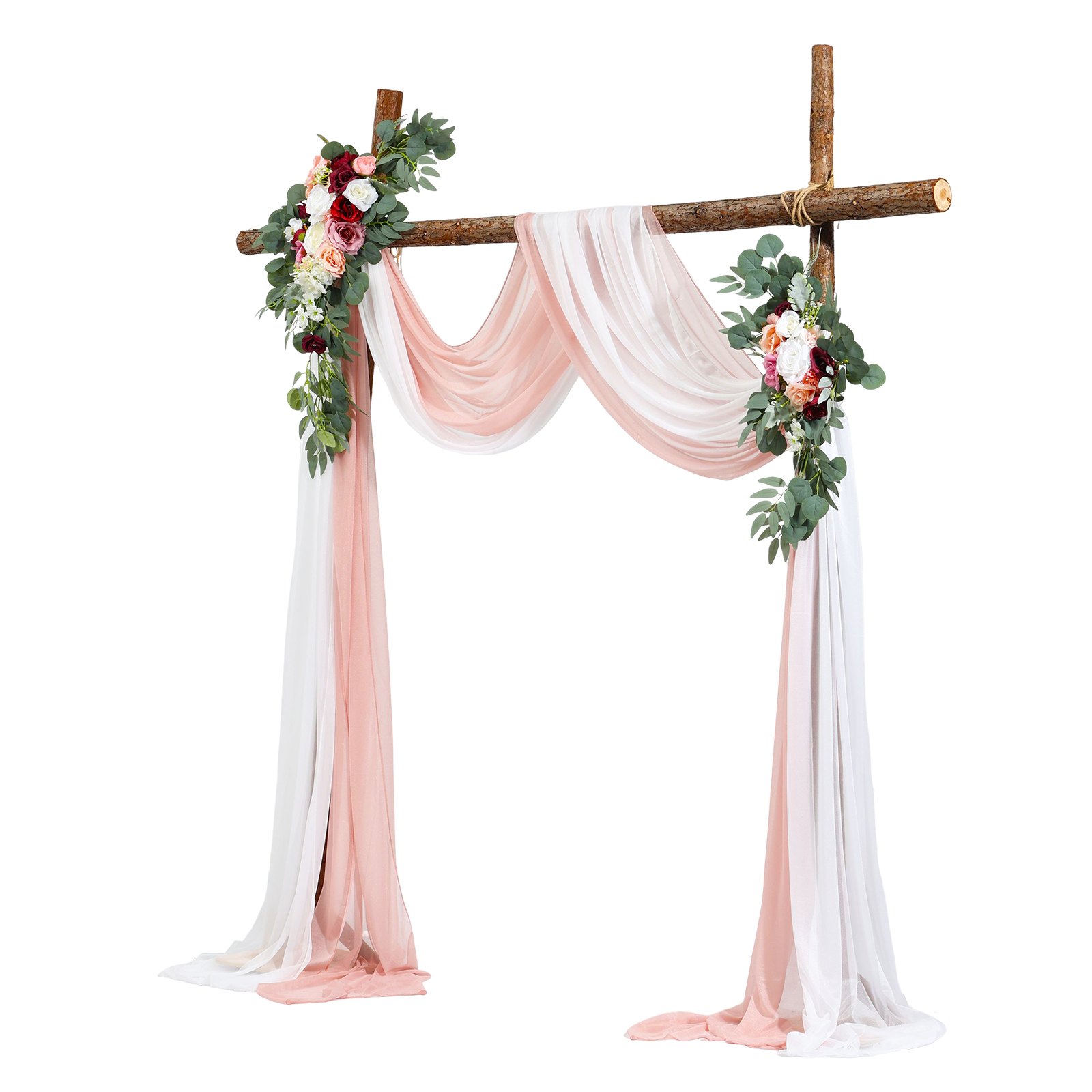 VEVOR Kit de Arco de Flores Artificiales Rosas para Bodas, con Cortinas, 2 Piezas de Arreglos Florales, 2 Piezas de Cortinas Transparentes, para Decoración de Ramos de Ceremonia, Recepción y Fondo