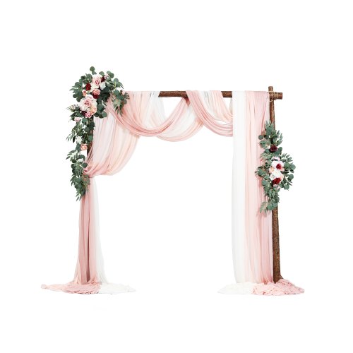 VEVOR Kit de Arco de Flores Artificiales Rosas para Bodas, con Cortinas, 2 Piezas de Arreglos Florales, 3 Piezas de Cortinas Transparentes, para Ramos de Ceremonia, Decoración de Fondo de Recepción