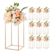 VEVOR Soporte Floral Dorado Francés para Bodas, Forma de Columna, con Laminado Acrílico, Estante Rectangular para Exhibición de Flores en Bodas, Fiestas, Cumpleaños y Hogar, Carga 15 kg, 10 Unidades