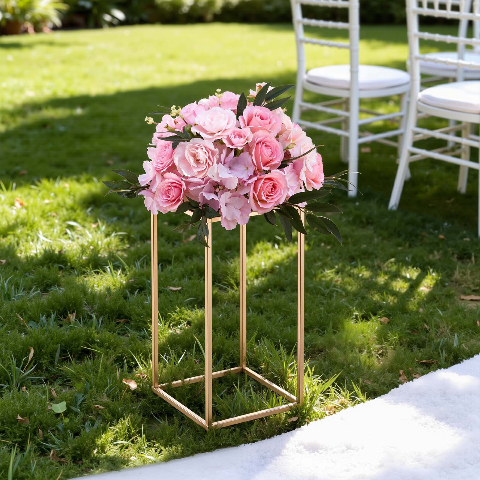VEVOR Soporte Floral Dorado Francés para Bodas, Forma de Columna, con Laminado Acrílico, Estante Rectangular para Exhibición de Flores en Bodas, Fiestas, Cumpleaños y Hogar, Carga 15 kg, 10 Unidades