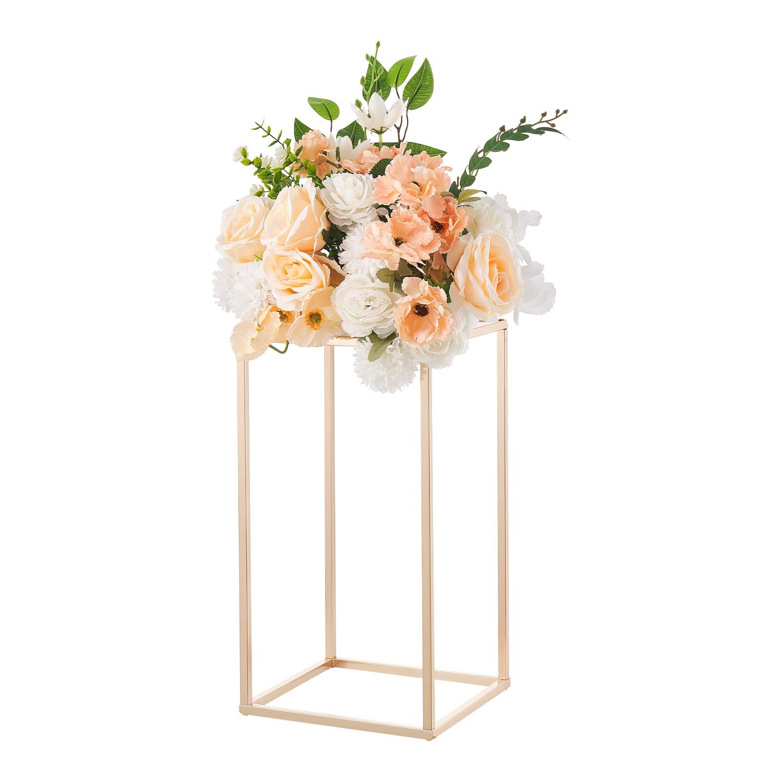 VEVOR Soporte Floral Dorado Francés para Bodas, Forma de Columna, con Laminado Acrílico, Estante Rectangular para Exhibición de Flores en Bodas, Fiestas, Cumpleaños y Hogar, Carga 15 kg, 10 Unidades